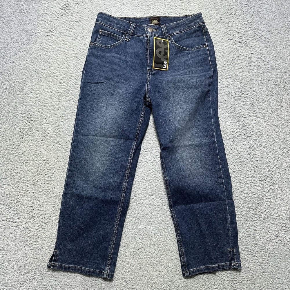 Lee Women's‎ Denim Stretch Capri Pant Deep Blue Size 4 NWT Boho Preppy